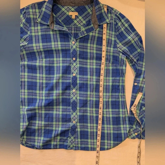 Talbot's long sleeve button down blue/green plaid shirt, size M - Picture 5 of 8